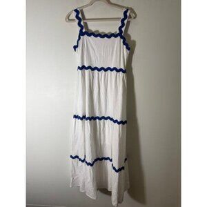 Pants Store White Blue Summer Maxi Dress Sz L